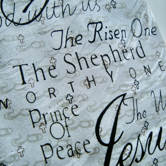 Jesus Silk Tie Christian Themed Light Gray - Picture 2 of 6